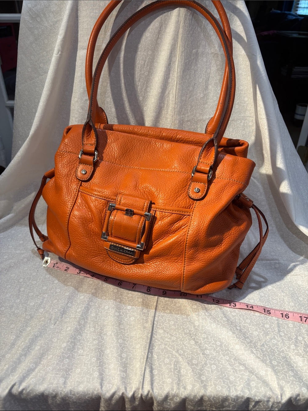 Issac Mizrahi Orange Leather Shoulder Bag